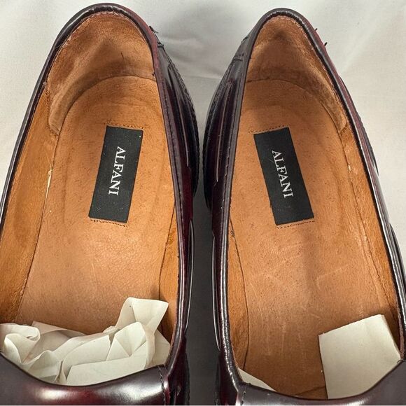 ALFANI Burgundy Leather Tassel Loafers Men’s Size 10M - Picture 3 of 9